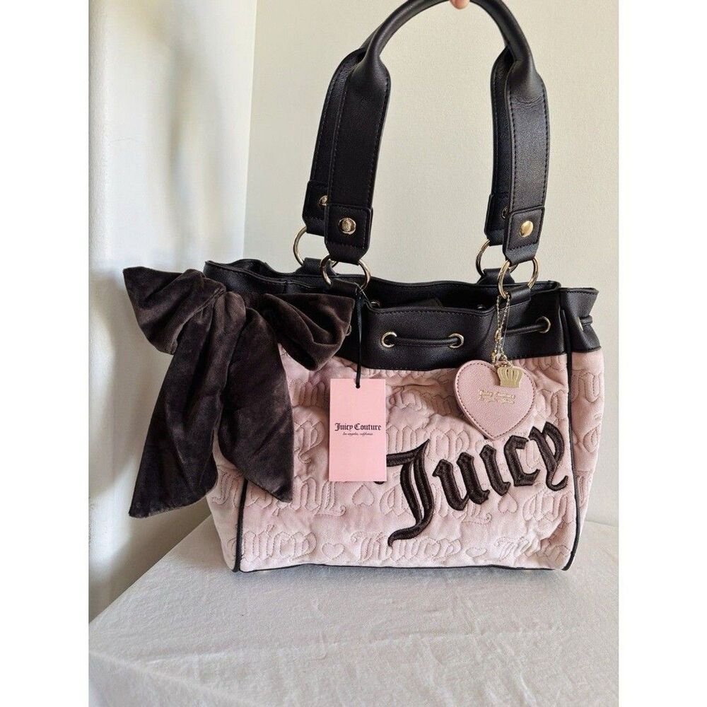 Juicy Couture Vintage Dreams Tote Bag Daydreamer Blush Pink Brown Shoulder NWT